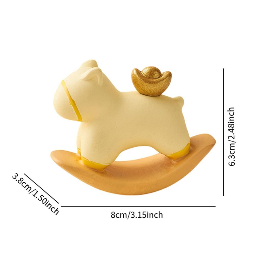 Rocking Horse Figurine Statue Collection Cute Tabletop Ornament Small Sculpture for Office Bookshelf Entrance Home Decoration