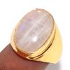 Man'S Rainbow Moonstone Golden Plated Ring US 8 Best Seller Design Trendy O6g23