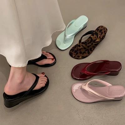 Flip-flops Women's Spring Retro Shoes Fashionable Wedge Heels Flip-flops