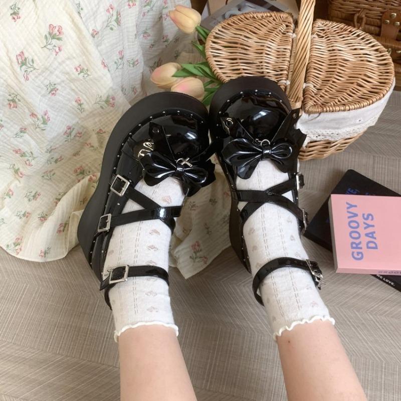 Sweet Tea Party Mandarin Duck Shoes Cos Girl Cream Bubbles Bow Kawaii Shoes Lolita Girls High Heel LoliShoes 35-40