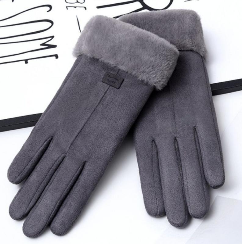 Gloves Winter Velvet Thickened Warm Driving Cute Riding Autumn and Winter Windproof Cold Can Touch Screen Cotton Gloves