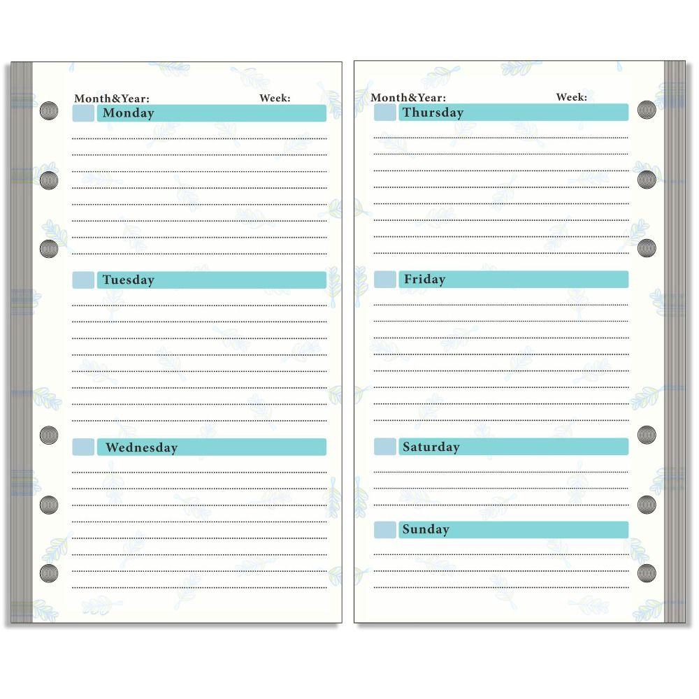 Schedules Organizer Refill Inner Pages A6 Loose Leaf Paper Spiral Binder Paper Budget Pages