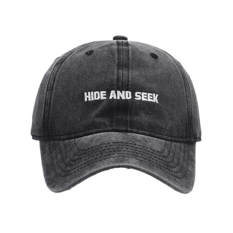 Summer Couple Simple Letter Embroidery Cap Trendy Hat Men and Women Street Retro Washed Cotton Old Baseball Cap