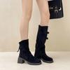 Retro style thick heel two wear knight boots women's autumn and winter design sense removable small height increase fashion boots long boots