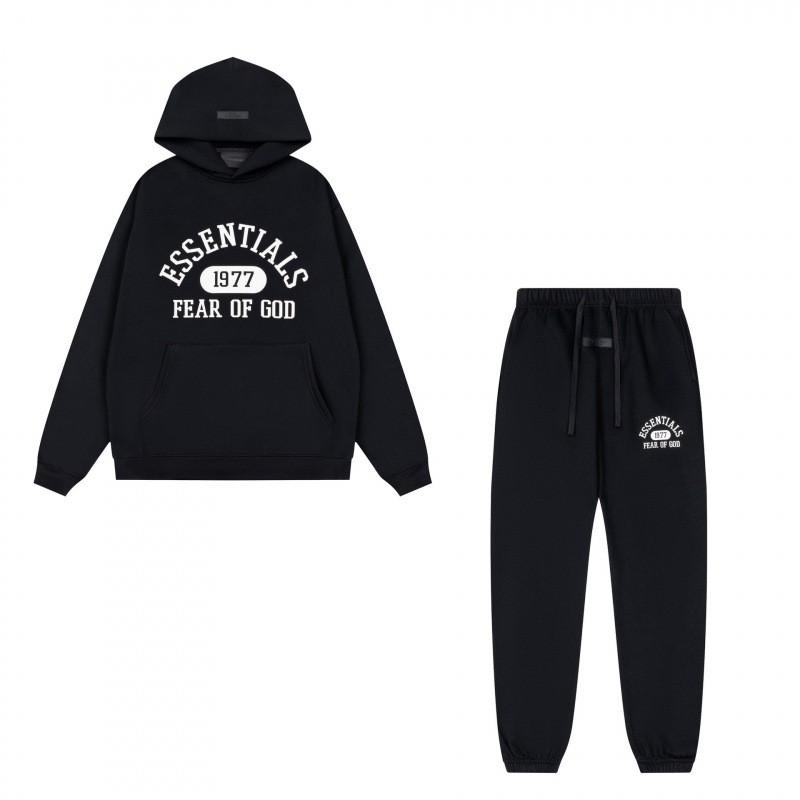 FEAR OF GOD ESSENTIALS Flocked Letter Hoodie Men Women Loose Fleece Sweatshirt Casual Streetwear