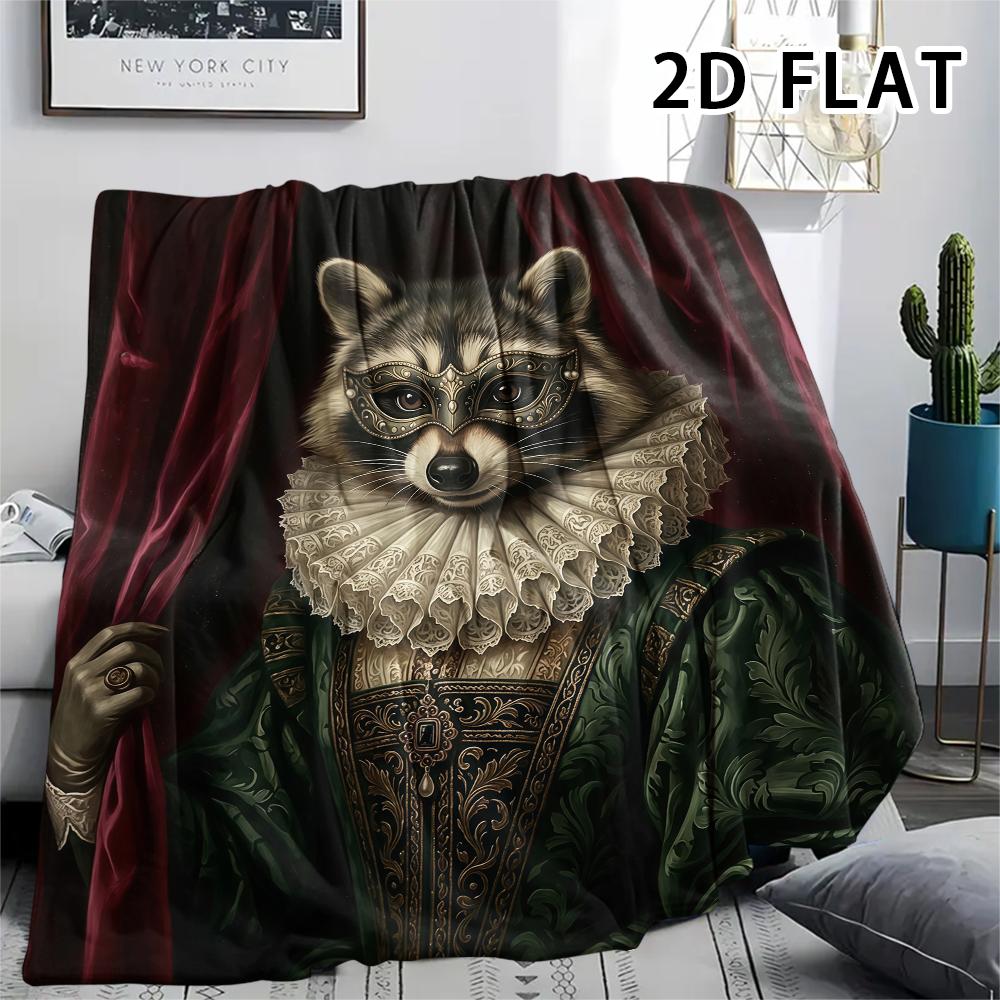 1 Pezzo Coperta in Flanella con Stampa di Procione, Alta Qualità, Confortevole per Tutte le Stagioni, Decorazione per la Casa, Calore e Comfort, Perfetta per Regali di Natale