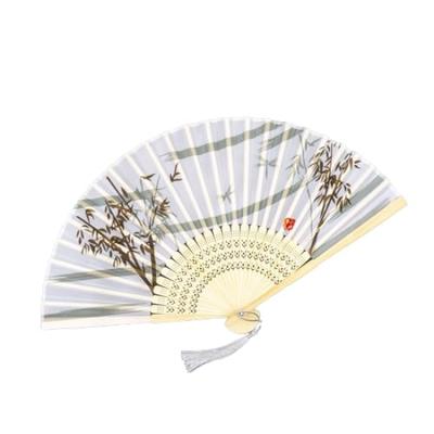 Du Seidenfächer mit floralem und prächtigem [pont monde] Muster, hochwertig, stilvoll, im japanischen Stil, elegant, (Chikuyun Nisei)