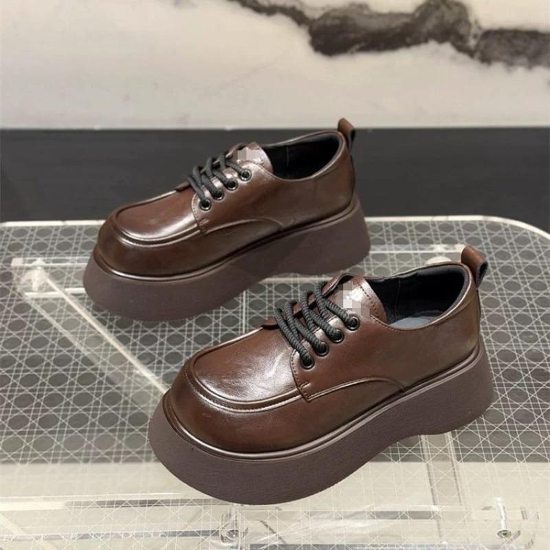Fashion platform women's autumn new versatile height increase casual versatile lace-up small leather shoes