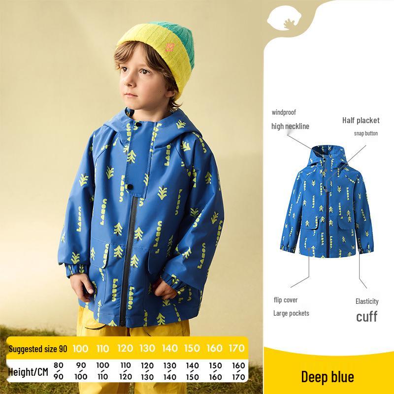Лимонная Детская Уличная Водонепроницаемая Ветровка - Теплая, Ветрозащитная, Износостойкая Куртка для Мальчиков и Девочек 100/52 [Height 90-100]