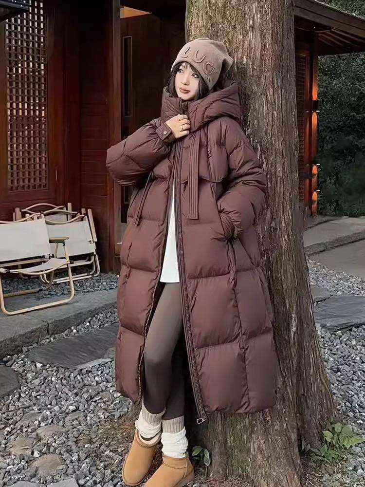 Fashionable Korean Style Women Long Cotton Jacket Large Size Loose Thick Coat