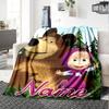 Custom Name Forest Friends Adventure flannel Blanket for Super Soft Cute Comfort Blanket for Travel Bedding Couch Sofa Blanket