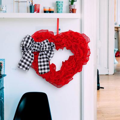 Door Decorations Fabric Valentine'S Day Wreath Peach Heart Wall Hanging Holiday Arrangement
