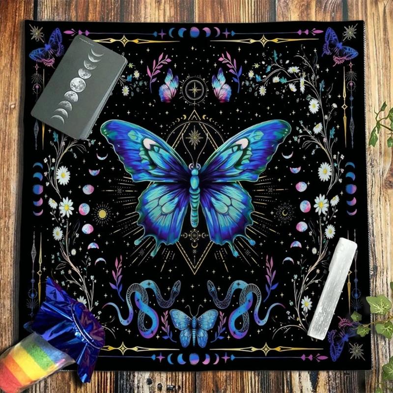 Divinations Tablecloth Butterfly Flower Astrologys Tarots Cards Tablecloth Altars Cloth Divinations Board Game Accessory