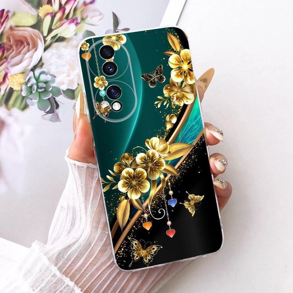 For Honor 70 70Pro Pro+ Cute Flower Butterfly Cat Painted Case For Honor70 70 Pro Plus 5G Soft Silicone TPU Phone Cases