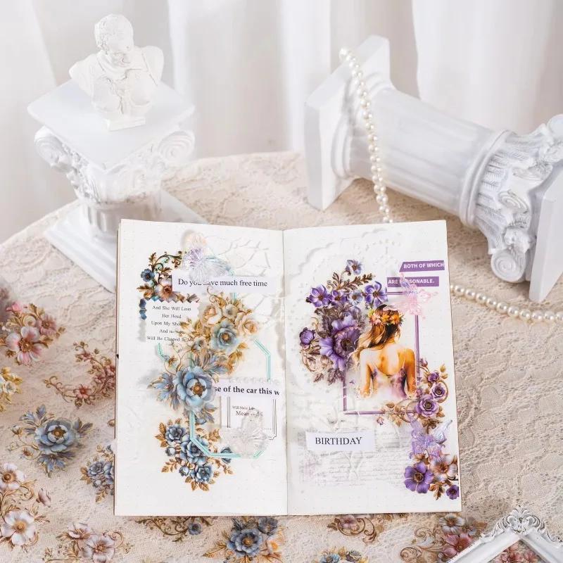 1Roll PET Tape Baroque Floral Material Loop Stickers Office School Supplies Retro Adhesives Handbook Scrapbook Cut