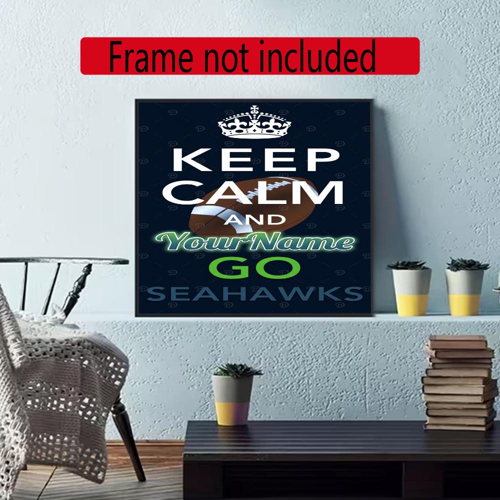 Seattle Seahawks Customize Your Name Diamond Painting Round Diamond Rhinestones Mosaic Diamond Embroidery Wall Paintings Rhinestones Gift Frameless
