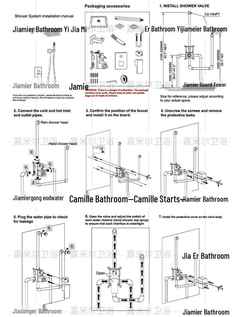 Wall-Mounted Multi-Functional Built-in Rain Shower Set