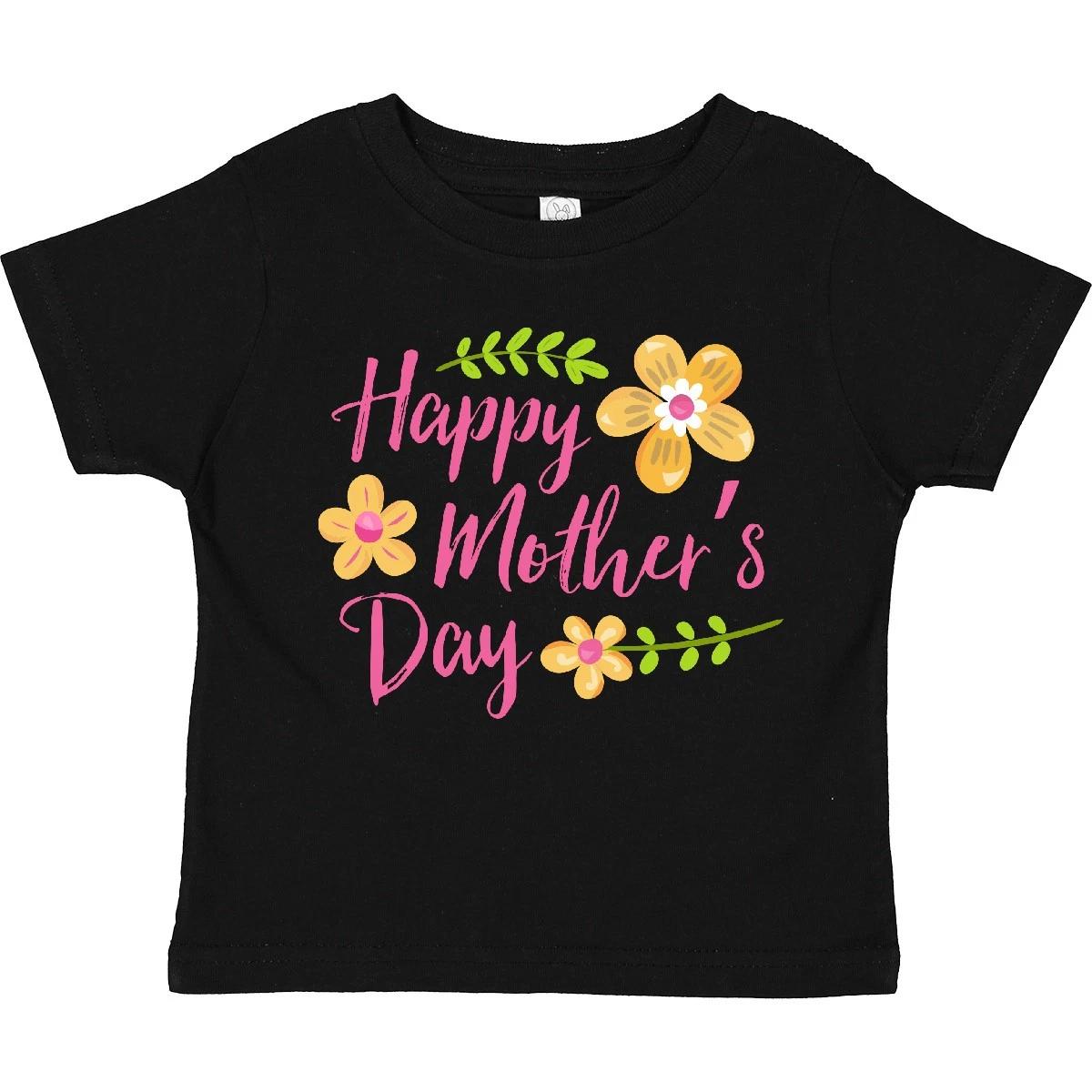 

Inktastic Happy Mothers Day With Flowers Toddler T-Shirt For Family Hand Drawn 110