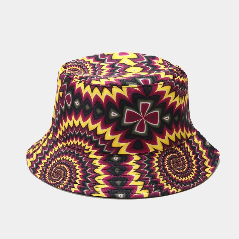 European and American spring new beach vacation leisure basin hat trendy men and women rainbow double-sided bucket hat sunscreen visor