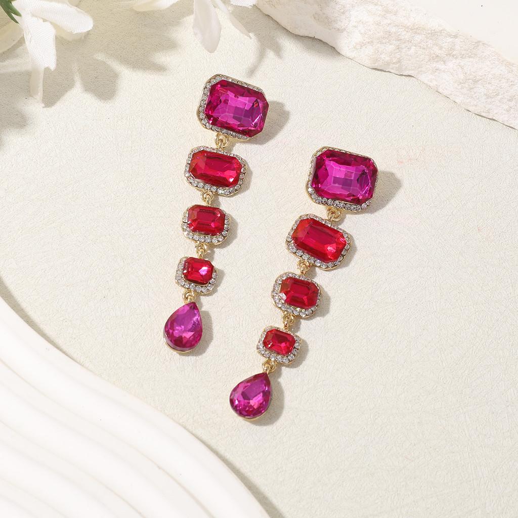 Elegante Rote Kristall Wassertropfen Ohrringe Für Damen Geschenk Modeschmuck