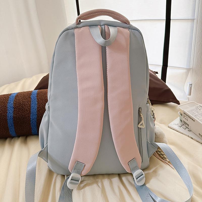 Color Block Junior High School Student Schoolbag Women's Large Capacity Travel Backpack Student Backpack