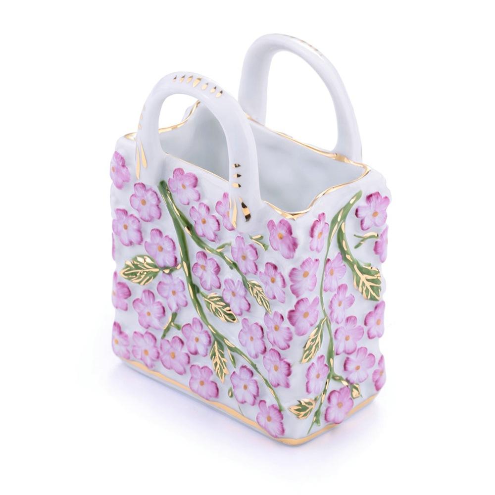 

Креативная расписная сумка в скандинавском стиле Белая фарфоровая ваза для украшения интерьера гостиной, настольная цветочная композиция, ваза для украшения дома