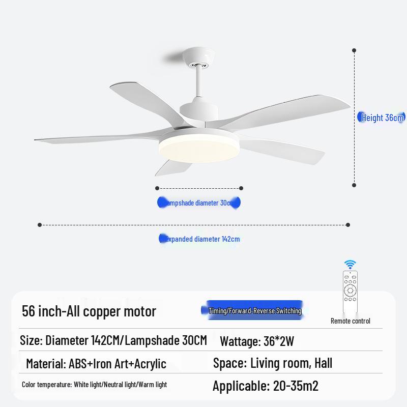 Nordic Industrial-Style Silent Ceiling Fan Chandelier for Home or Commercial Use