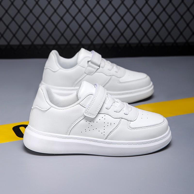 Kids Low-Top Casual Sneakers Boys Girls White Slip-Resistant Lightweight Sport Shoes Fall