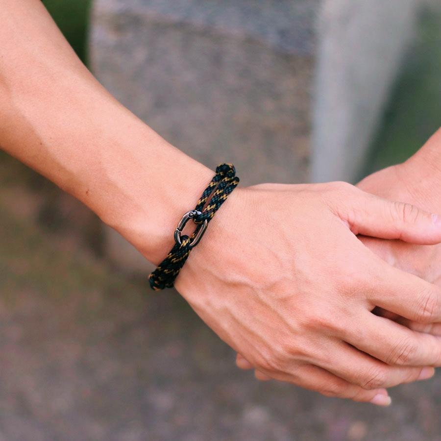 New Rope Bracelet Men Adjustable Double Layer Handmade Sliding Buckle Macrame Braslet Surfing Jewelry Pulseira Corda Masculina