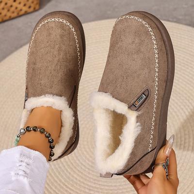 Winter New Women's Cotton Shoes with Fleece Insulation Durable and Skid-resistant Slip-on Shoes Free Women's Shoes