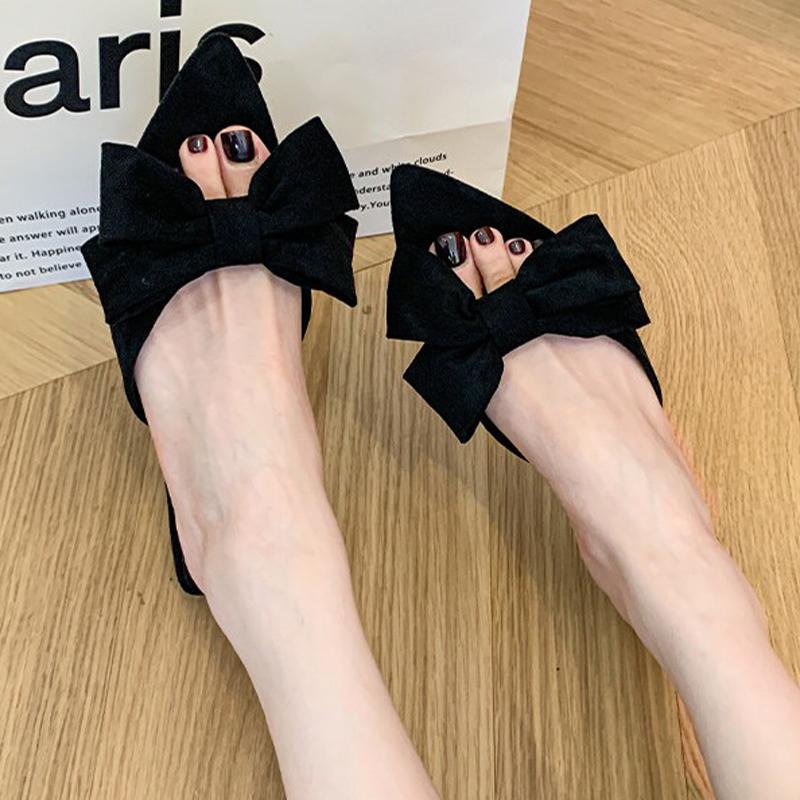 

Fashion Bow Women s Slippers Fashion Sexy Heeled Shoes Elegant Dress Woman Sandals 2025 Summer Beach Flip Flops Luxury Zapatos De Mujer 35 чёрный
