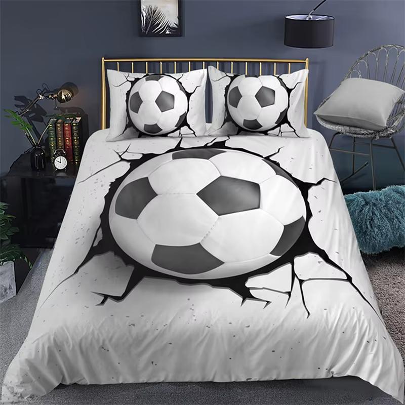 

Football Duvet Cover Ball Sport Theme Bedding Set Soccer Comforter Cover Twin Queen For Kids Boy Teen Room Ball Bedspread Cover EU Single(135*200cm)3pcs