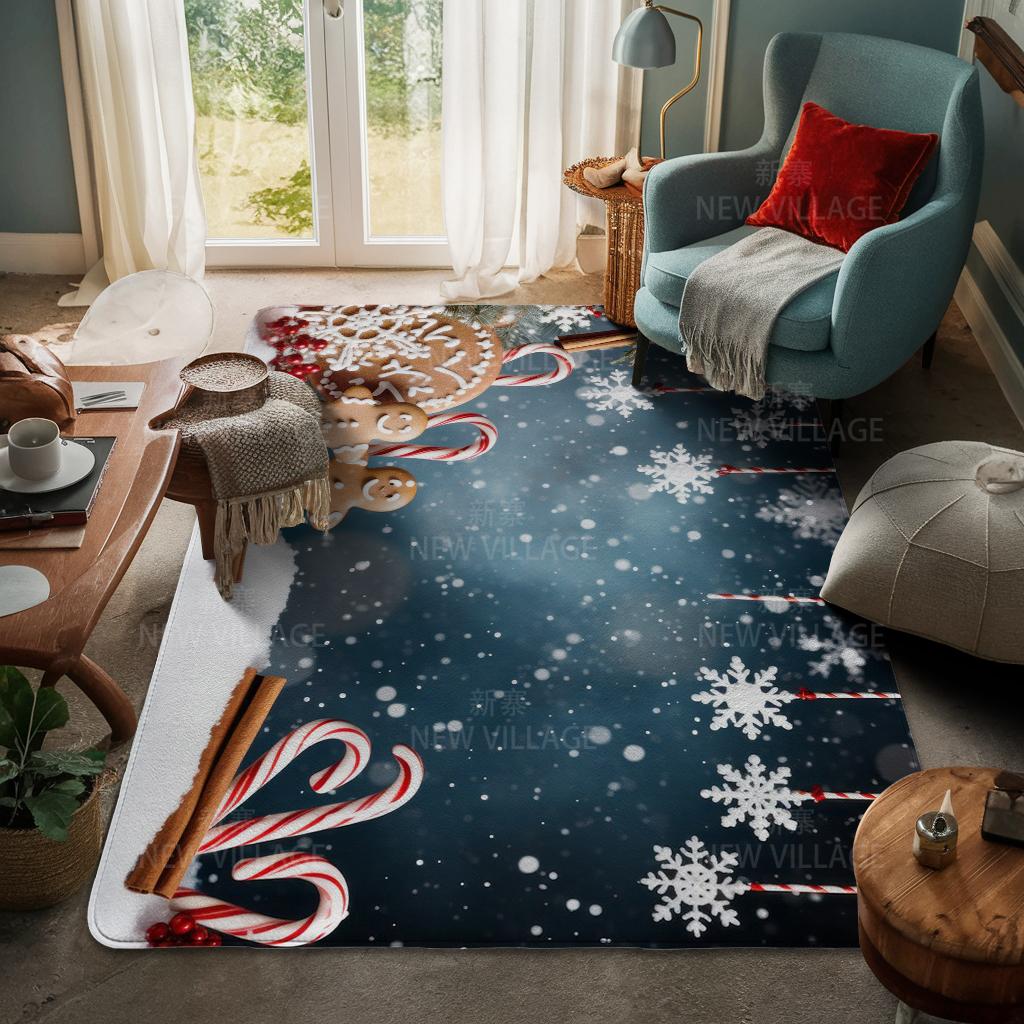House Entrance Carpet Home Door Mat Living Room Bath Foot Bathroom Non-slip Water Absorption Rugs Bath Merry Christmas Winter