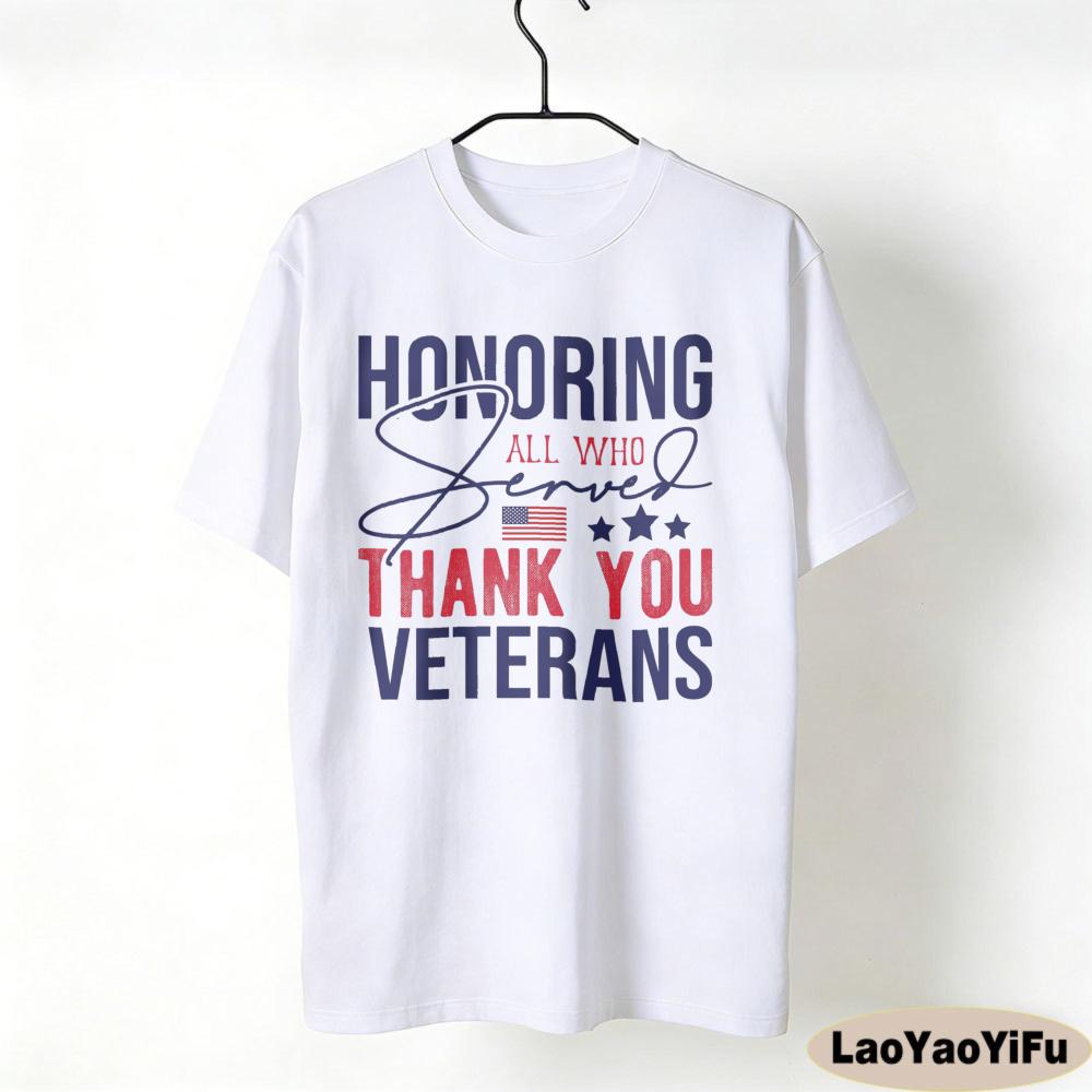 Thank You Veterans Shirt Honoring All Who Served Military Gift Women Shortsleeved Clothes High Quality Cotton Tees