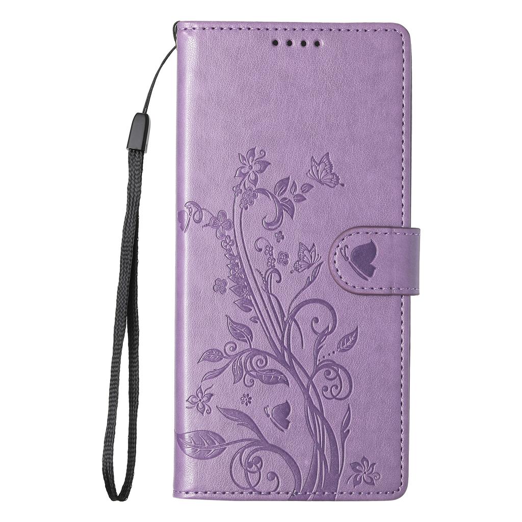 Applicable to Huawei PURA 80 butterfly love flower embossed mobile phone leather case Honor 600 foreign, plug-in card protective case