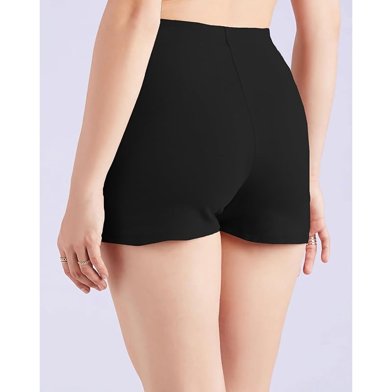 ADDYVERO High Rise Elasticated Waistband Women Above Knee/Mini Bodycon Wrap Skort/Shorts (Black, 28) S