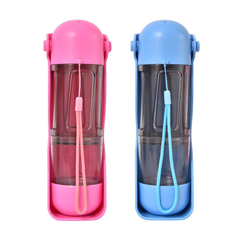 Foldable Dog Water Bottle Food Container with Garbage Bag Dispenser Portable for Puppy Cat Travel Hiking Outdoor Walking Feeding