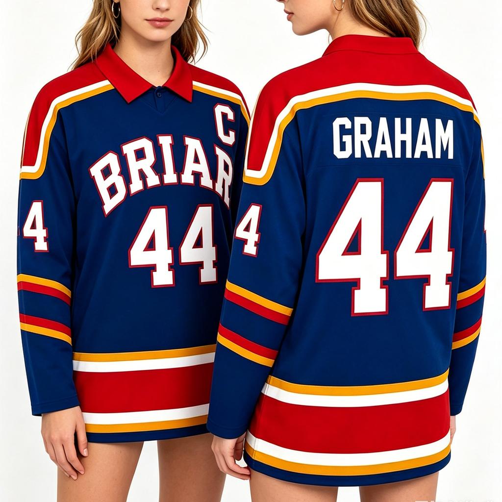 Men's Long Sleeve Hockey Jersey Mesh Fabric Casual Fit Printed Number and Letter Design Lightweight Breathable Sports Shirt