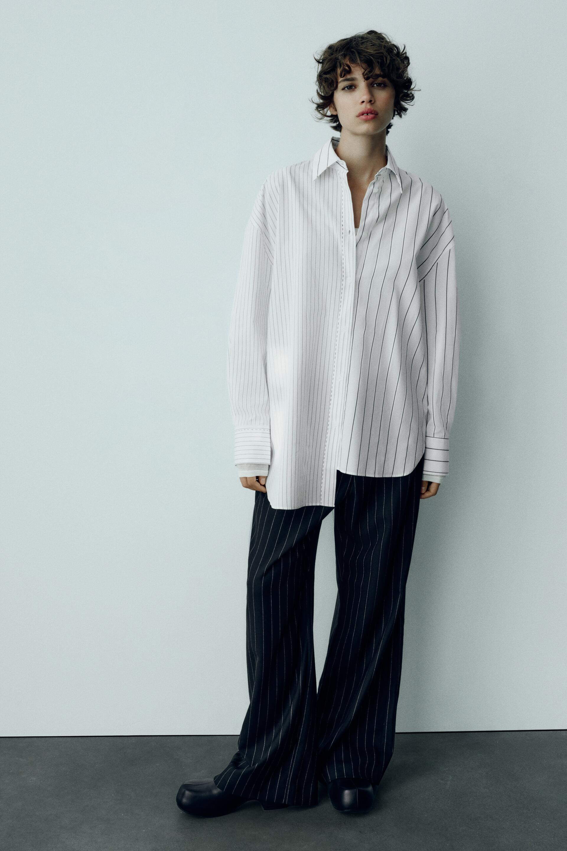 

РУБАШКА ОВЕРСАЙЗ С КОНТРАСТНЫМИ ПОЛОСАМИ