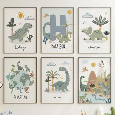 Pământ Dinozaur T-Rex Brachiosaurus Artă de Perete Pânză Pictură Nordic Postere și Imprimeuri Dino Poze Decor Cameră Bebeluși Copii