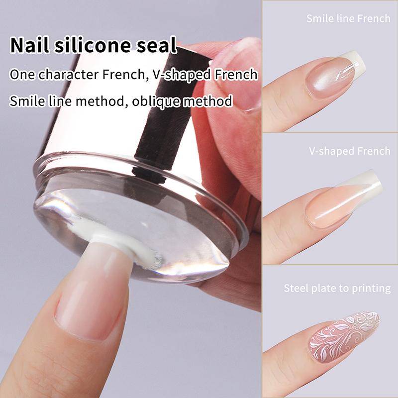 French Nail Art Stamper With A Nail Scraper Silicone Clear Head Nail Mold Stamping Template For Diy Manicure