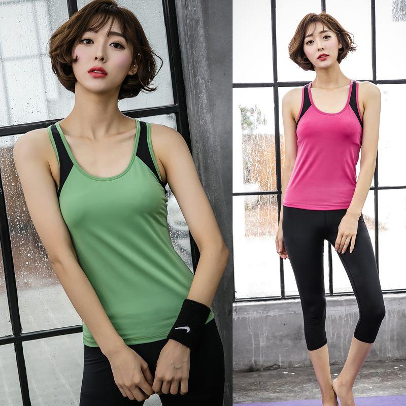 Outwear Fitness Clothes T-shirt Yoga Vest with Chest Pad