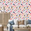 Cottagecore Flowers Wallpaper White, Light Gray and Coral 50x1000