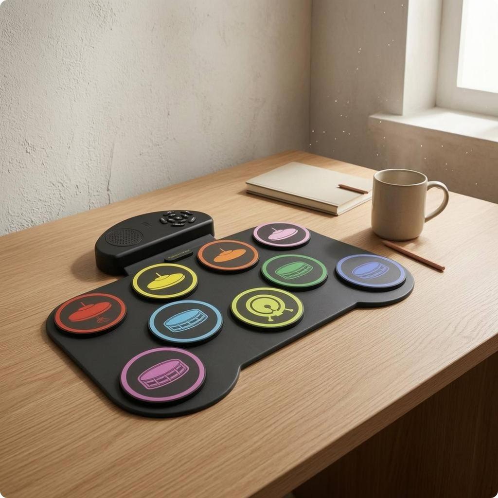 Children's Drum Pad Silicone Portable Electronic Set for Kids Colorful