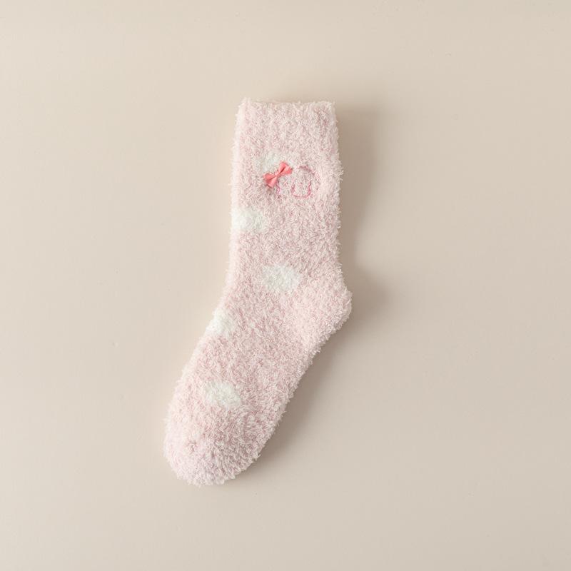 Cute Coral Fleece Socks Women S Non-Fleece Half-Edge Fleece Socks Women S Winter Thickened Warm Floor Socks Cartoon Sleep Socks One size fits all