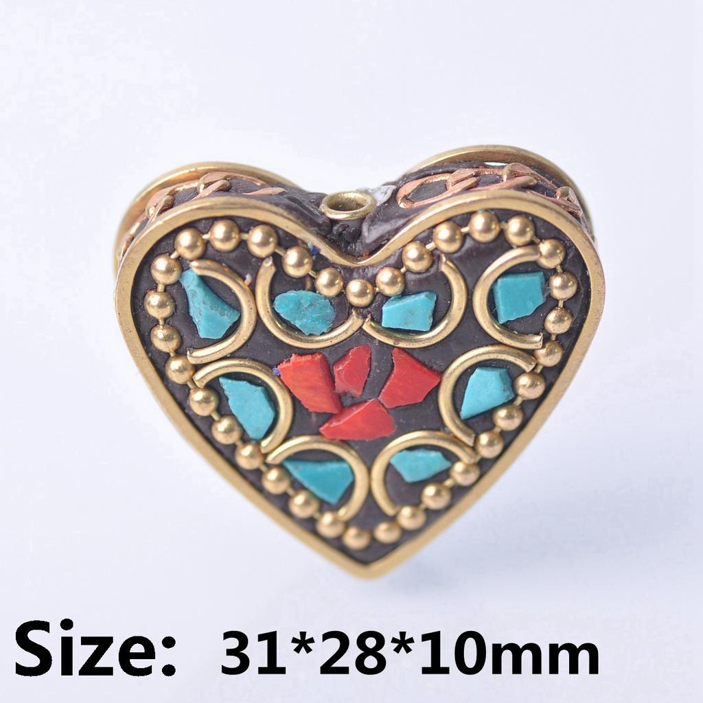 Handmade Nepalese Buddhist Tibetan Brass Metal & Clay Loose Craft Beads for Necklace Jewelry Making DIY
