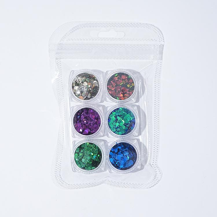 Nail Art Sequins Super Glitter Powder Symphony Combination Sequins Diy Nail Decoration 6 Color Set
