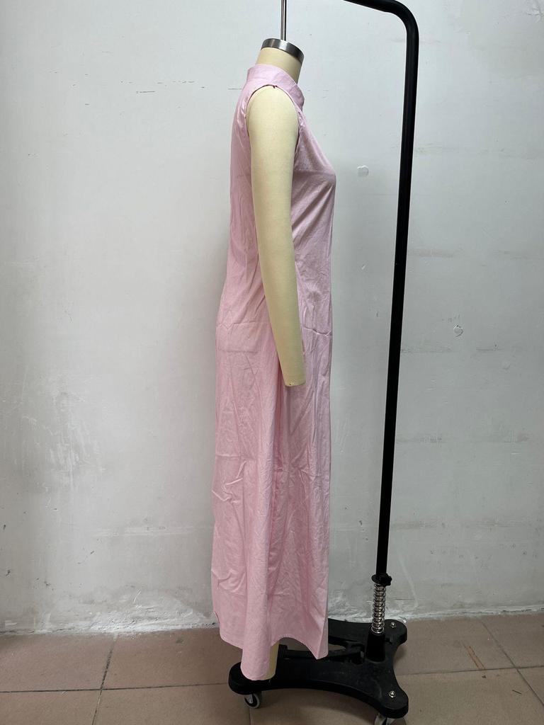 Women's 2026 Minimalist Stand Collar Sleeveless Maxi Dress