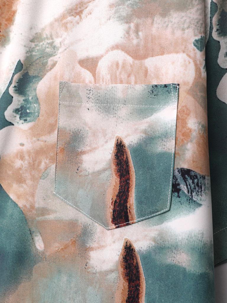 Oversized Hawaiian Casual Shirts Vintage Wave Painting Full Print Short Sleeved Shirt Loose for Men Clothing Y2k Streetwear