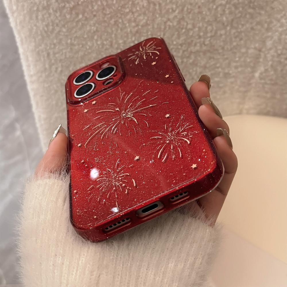 Neujahrsfeuerwerk Kompatibel mit Apple iPhone 16 Pro Max und iPhone 17, Festliches Glitzer Weiche Hülle, Mehrere Modelle Verfügbar
